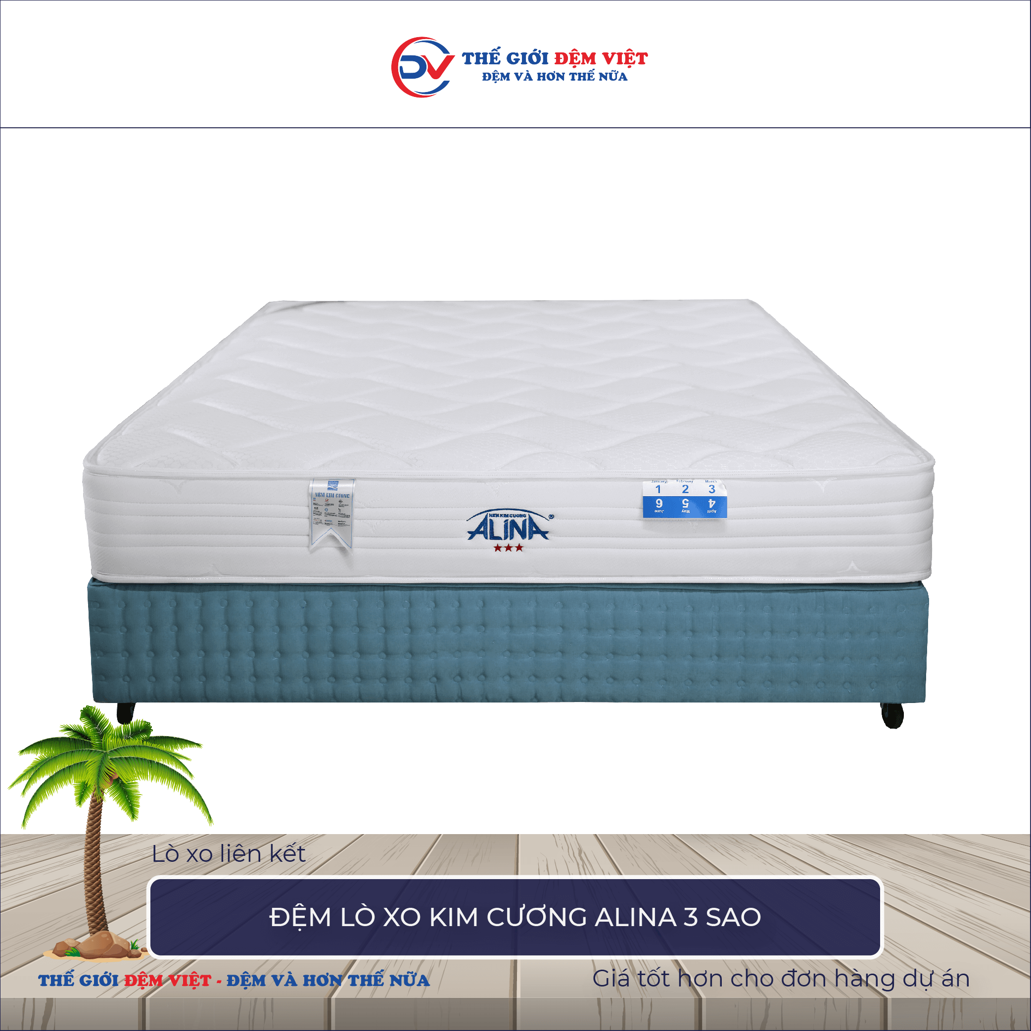 Đệm lò xo Kim Cương Alina 3 sao